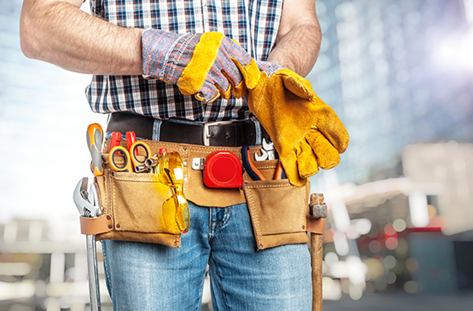 Handy man with gloves