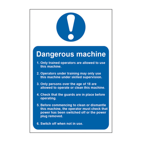 Dangerous machine (Safety information) - Self Adhesive PP (200 x 300mm)