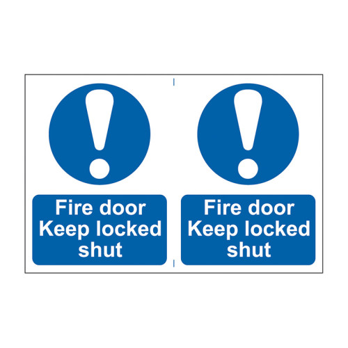 Fire door Keep locked shut - 1.2mm Recyclable PP (300 x 200mm)