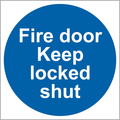 Fire door Keep locked shut (Multipack of 10) - 1.2mm Recyclable PP (100 x 100mm)