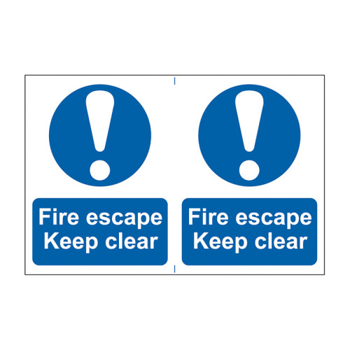 Fire escape Keep clear - Self Adhesive PP (300 x 200mm)