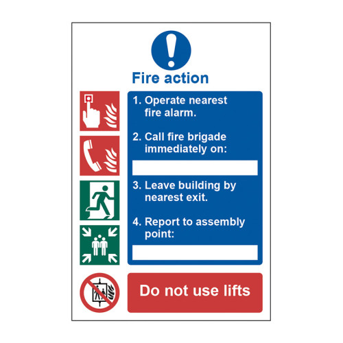 Fire action procedure - Self Adhesive PP (200 x 300mm)