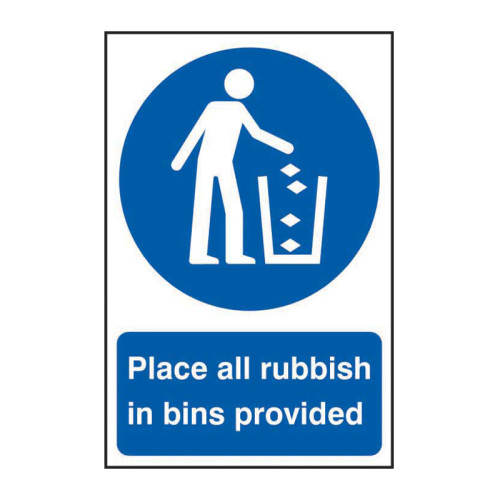 Place all rubbish in bins provided - 1.2mm Recyclable PP (200 x 300mm)
