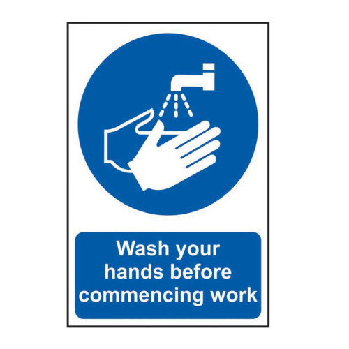Wash your hands before commencing work - Self Adhesive PP (200 x 300mm)