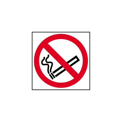 'No Smoking Symbol' Sign, Self-Adhesive Vinyl (100mm x 100mm) Pack Of 10