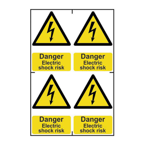Danger Electric shock risk - 1.2mm Recyclable PP (200 x 300mm)