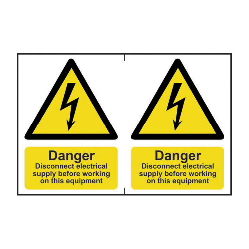 Danger Disconnect electrical supply before working on this equipment - Self Adhesive PP (300 x 200mm)