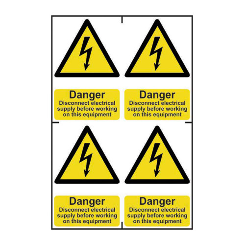 Danger Disconnect electrical supply before working on this equipment - Self Adhesive PP (200 x 300mm)