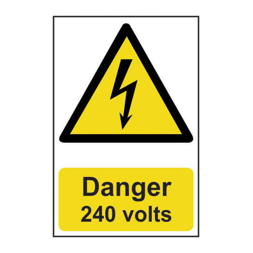Danger 240 volts - 1.2mm Recyclable PP (200 x 300mm)
