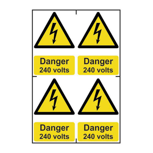 Danger 240 volts - Self Adhesive PP (200 x 300mm)