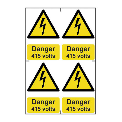 Danger 415 volts - 1.2mm Recyclable PP (200 x 300mm)