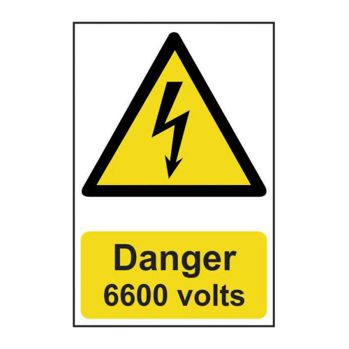 Danger 6600 volts - PVC (200 x 300mm) 0778