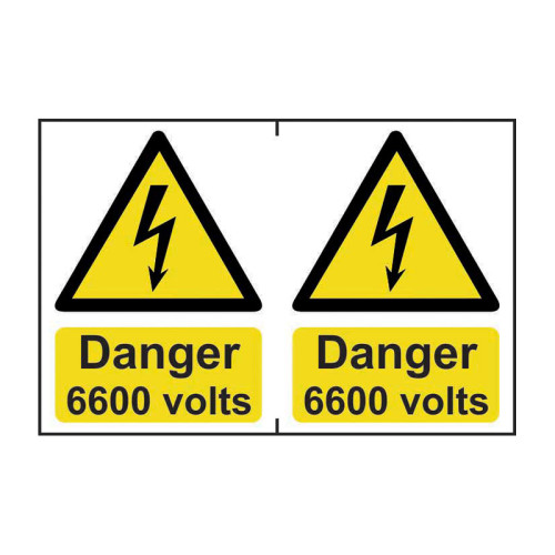 Danger 6600 volts - PVC (300 x 200mm) 0779