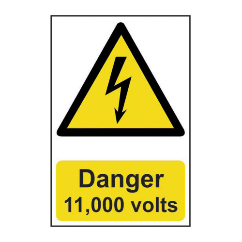 Danger 11000 volts - Self Adhesive PP (200 x 300mm)