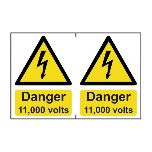 Danger 11000 volts - 1.2mm Recyclable PP (300 x 200mm)