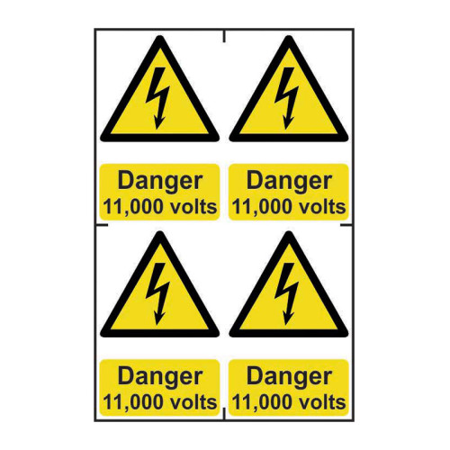 Danger 11000 volts - Self Adhesive PP (200 x 300mm)