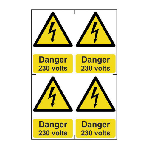 Danger 230 volts - 1.2mm Recyclable PP (200 x 300mm)