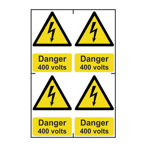 Danger 400 volts - 1.2mm Recyclable PP (200 x 300mm)