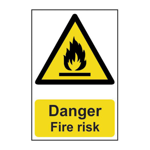 Danger Fire risk - 1.2mm Recyclable PP (200 x 300mm)