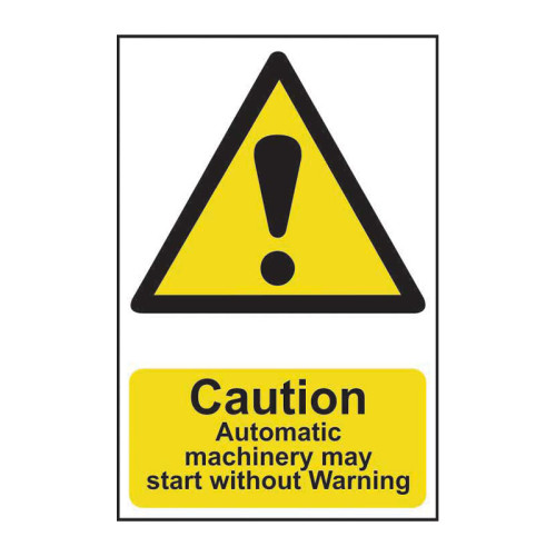 Caution Automatic machinery may start without warning - 1.2mm Recyclable PP (200 x 300mm)