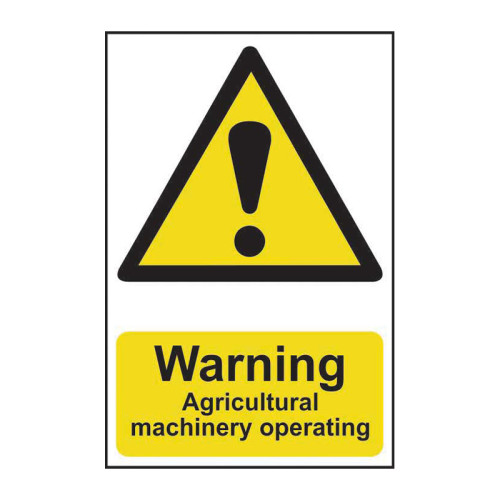 Warning Agricultural machinery operating - Self Adhesive PP (200 x 300mm)