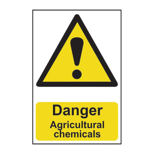 &acirc;Danger Agricultural Chemicals&acirc; Sign, Self-Adhesive Semi-Rigid PVC (200mm x 300mm)