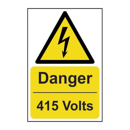 Danger 415 volts 1.2mm Recyclable PP (400 x 600mm)