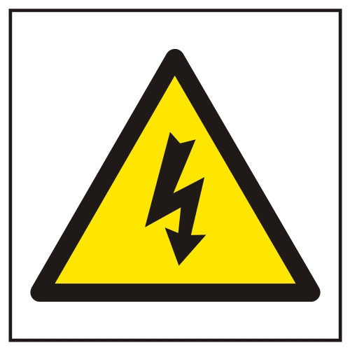 'Hazard Warning Electrical Symbol' Sign, Self-Adhesive Vinyl (100mm x 100mm)