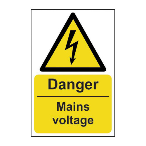 Danger Mains voltage 1.2mm Recyclable PP (400 x 600mm)