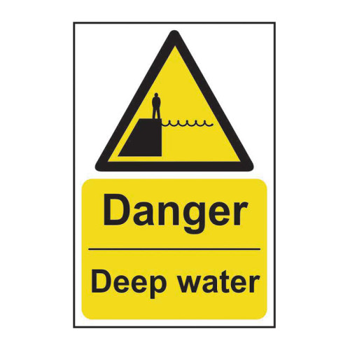 'Danger Deep Water' Sign, Self-Adhesive Vinyl (400mm x 600mm)