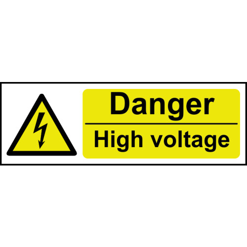 'Danger High Voltage' Sign, Self-Adhesive Vinyl (300mm x 100mm)