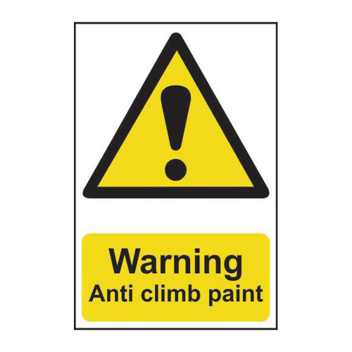 Warning Anti climb paint - 1.2mm Recyclable PP (200 x 300mm)