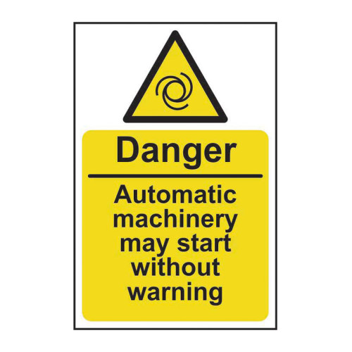Danger Automatic machinery may start 1.2mm Recyclable PP (200 x 300mm)