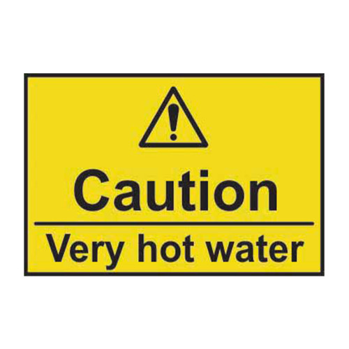 'Caution Very Hot Water' Sign, Self-Adhesive Vinyl (75mm x 50mm)