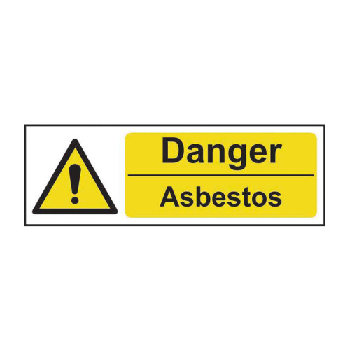 'Danger Asbestos' Sign, Self-Adhesive Vinyl (600mm x 200mm)