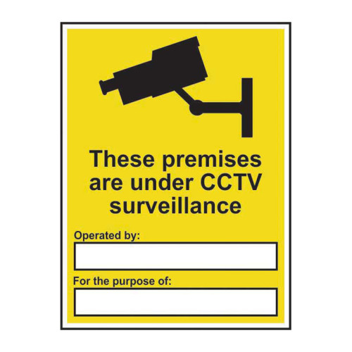 'These Premises Are Under CCTV Surveillance' Sign, Self-Adhesive Vinyl (300mm x 400mm)