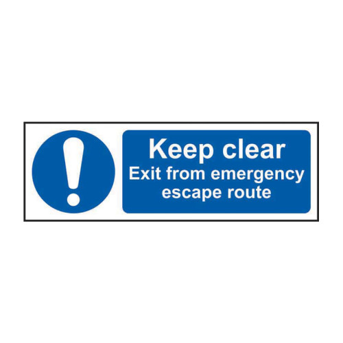 Keep clear Exit from emergency escape route 1.2mm Recyclable PP (600 x 200mm)
