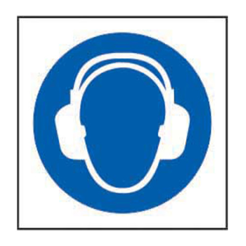 'Wear Ear Protection Symbol' Sign, Self-Adhesive Vinyl (100mm x 100mm)