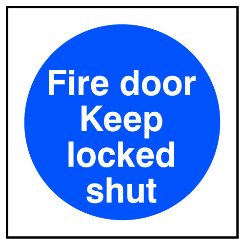 'Fire Door Keep Locked Shut' Sign, Self-Adhesive Vinyl (150mm x 150mm)