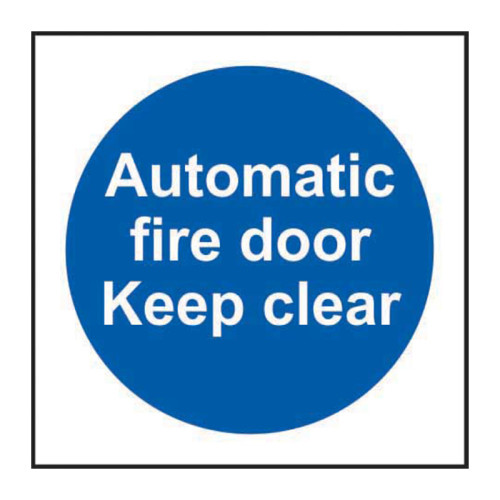 Automatic fire door Keep clear 1.2mm Recyclable PP (150 x 150mm)