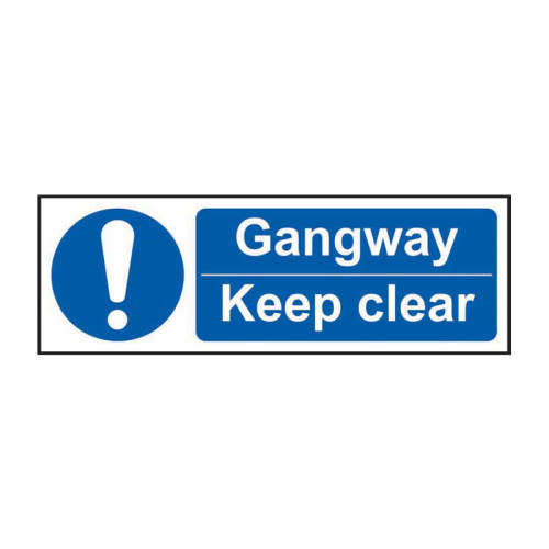 'Gangway Keep Clear' Sign, Self-Adhesive Vinyl (300mm x 100mm)
