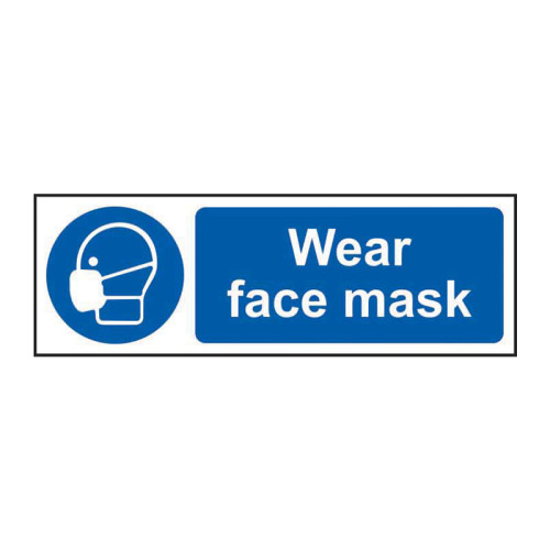 'Wear Face Mask Sign, Self-Adhesive Vinyl (600mm x 200mm)