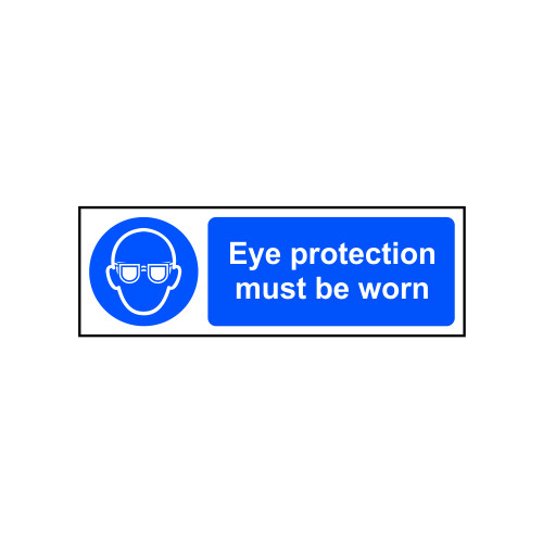 'Eye Protection Must Be Worn' Sign, Self-Adhesive Vinyl (300mm x 100mm)