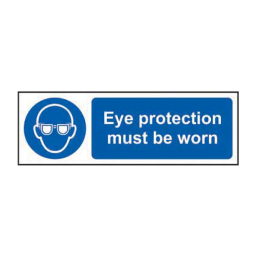 'Eye Protection Must Be Worn' Sign, Self-Adhesive Vinyl (600mm x 200mm)