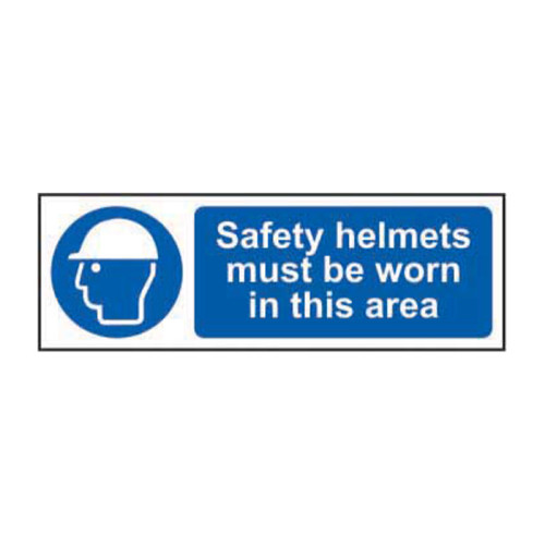 Safety helmets must be worn in this area 1.2mm Recyclable PP (300 x 100mm)
