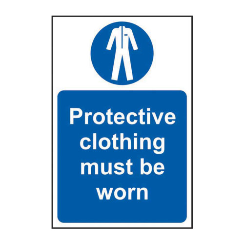 'Protective Clothing Must Be Worn' Sign, Self-Adhesive Vinyl (200mm x 300mm)
