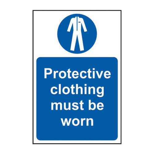 'Protective Clothing Must Be Worn' Sign, Self-Adhesive Vinyl (400mm x 600mm)