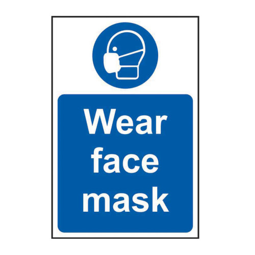 'Wear Face Mask Sign, Self-Adhesive Vinyl (400mm x 600mm)