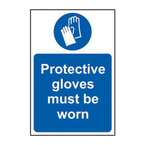 'Protective Gloves Must Be Worn Sign, Self-Adhesive Vinyl (400mm x 600mm)