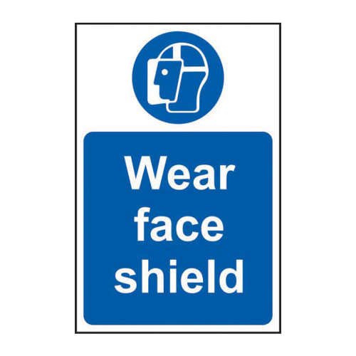 'Wear Face Shield' Sign, Self-Adhesive Vinyl (200mm x 300mm)